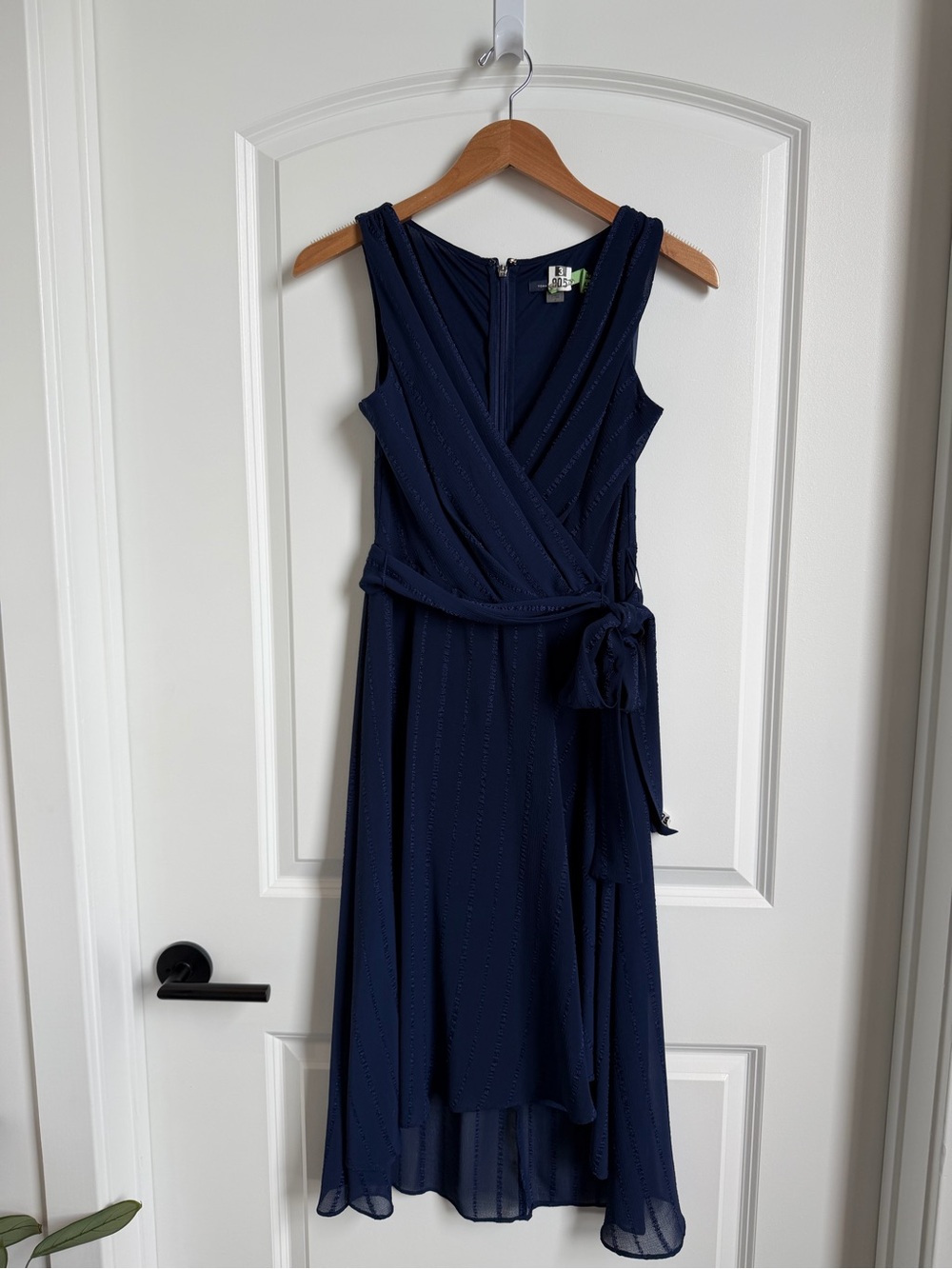 Tommy Hilfiger Navy Wrap Midi Dress with Tie Waist